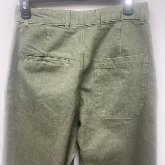 Girls Of Dust Olive Green High-Waisted straight leg Cotton Pants X-Small - Picture 9 of 11